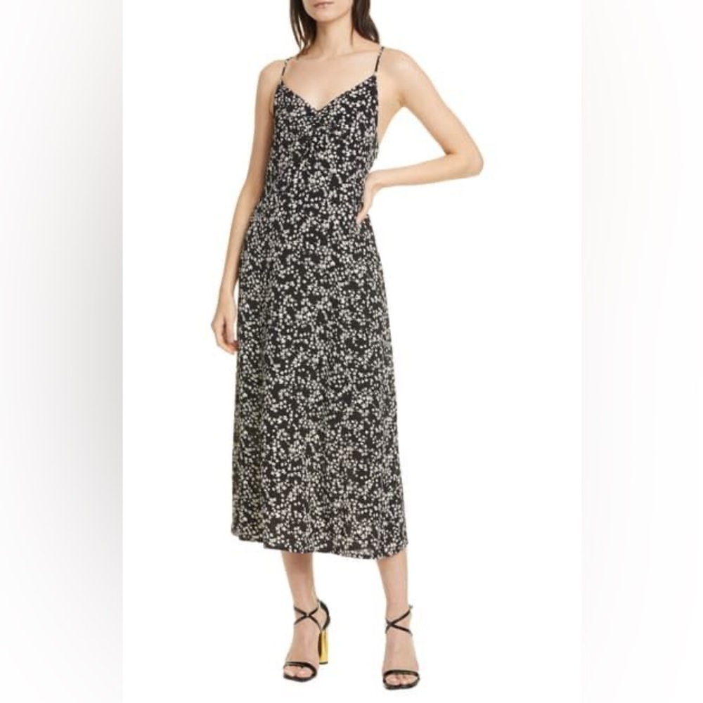 Baum Und Pferdgarten Asta Printed Midi Dress 38 Medium Black White Floral